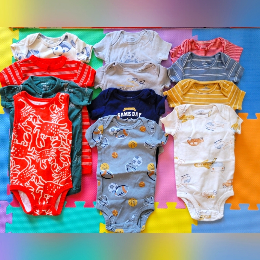 Carters Baby Boy 6 Month Old Clothes Short Sleeve Onsie